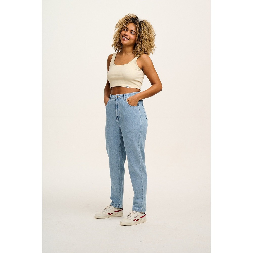 Lucy and Yak Jeans Womens 34 Mom Light Wash Blue Organic Cotton Straight Leg